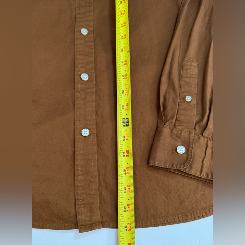 BUCK MASON Shirt Mens L Skyline Poplin Button Down Chest Pocket Brown Cotton - Picture 14 of 14
